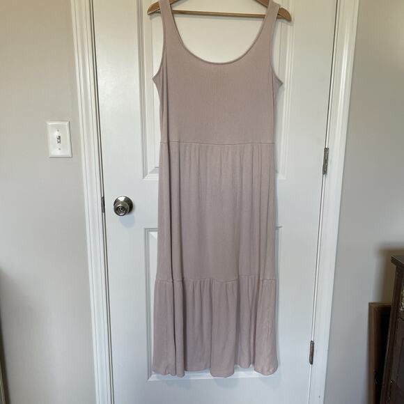 Daily Ritual Women's Ribbed Tank Maxi Dress Comfort Soft Cozy Ballet Core XL - Picture 3 of 6